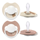 Difrax LOVI Fopspeen Dynamisch 0-6 m Prime Glow Ivory Blush 2ST fopspeen van diverse kanten