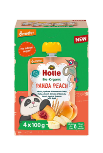 Holle Knijpfruit Panda Peach Multipack Bio 4ST 