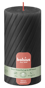 Bolsius Rustiek Twisted Ribbed Stompkaars Stormy Grey 1ST 