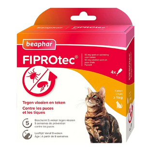 Beaphar FIPROtec tegen Vlooien en Teken Katten 4ST Beaphar FIPROtec tegen Vlooien en Teken Katten 4ST