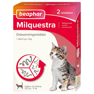 Beaphar Milquestra Ontwormingsmiddel Katten en Kittens 0.5 - 4KG 2ST Beaphar Milquestra Ontwormingsmiddel Katten en Kittens 0.5 - 4KG 2ST
