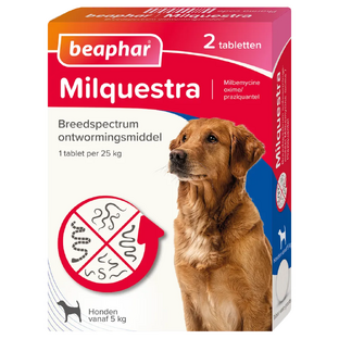 Beaphar Milquestra Ontwormingsmiddel Honden vanaf 5KG 2ST Beaphar Milquestra Ontwormingsmiddel Honden vanaf 5KG 2ST