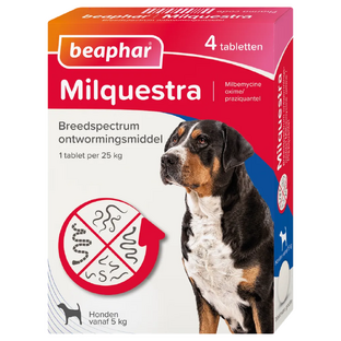 Beaphar Milquestra Ontwormingsmiddel Honden vanaf 5KG 4ST  Beaphar Milquestra Ontwormingsmiddel Honden vanaf 5KG 4ST