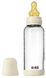 BIBS Glas Latex Medium Flow Babyfles 2+ Maanden Ivory 1ST Babyfles met dop ernaast