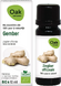 Oak Organic Gember Olie 10ML Verpakking met flesje ernaast Oak Organic Gember Olie 10ML Verpakking met flesje ernaast