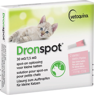 Dronspot 30mg/7,5mg Spot-On Oplossing Voor Kleine Katten Pipet 2ST 