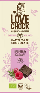 Lovechock Date Chocolate Raspberry Rosemary 70GR Lovechock Date Chocolate Raspberry Rosemary 70GR