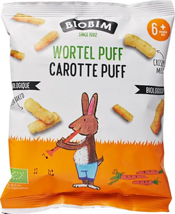 Biobim Biologische Mais Puffs Wortel 6+M 20GR Biobim Biologische Mais Puffs Wortel 6+M 20GR
