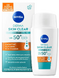 Nivea Derma Skin Clear SPF50+ Zon Fluide 40ML Verpakking met flacon ernaast