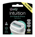 Wilkinson Intuition 2in1 Soap & Shave Sensitive Navulmesjes 4ST