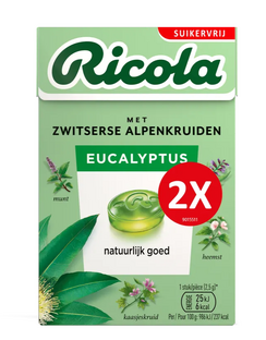 Ricola Keelpastilles Eucalyptus Suikervrij 100GR 