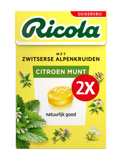 Ricola Keelpastilles Citroen Munt Suikervrij 100GR 