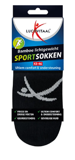 Lucovitaal Bamboe Sportsokken Zwart 43-46 1PR 