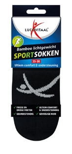 Lucovitaal Sportsokken Bamboe Zwart 35-38 1PR 