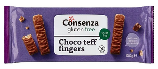 Consenza Gluten Free Choco Teff Fingers 108GR Consenza Gluten Free Choco Teff Fingers 108GR