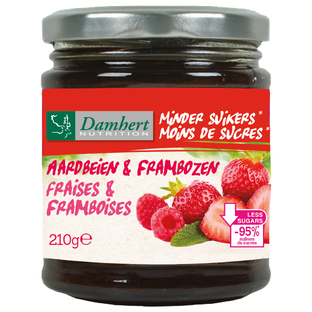 Damhert Low Carb Confituur framboos/aardbei 210GR Damhert Low Carb Confituur framboos/aardbei 210GR