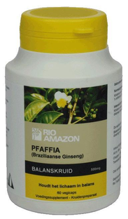 Rio Amazon Pfaffia Balanskruid 500mg Capsules 60CP Rio Amazon Pfaffia Balanskruid 500mg Capsules 60CP
