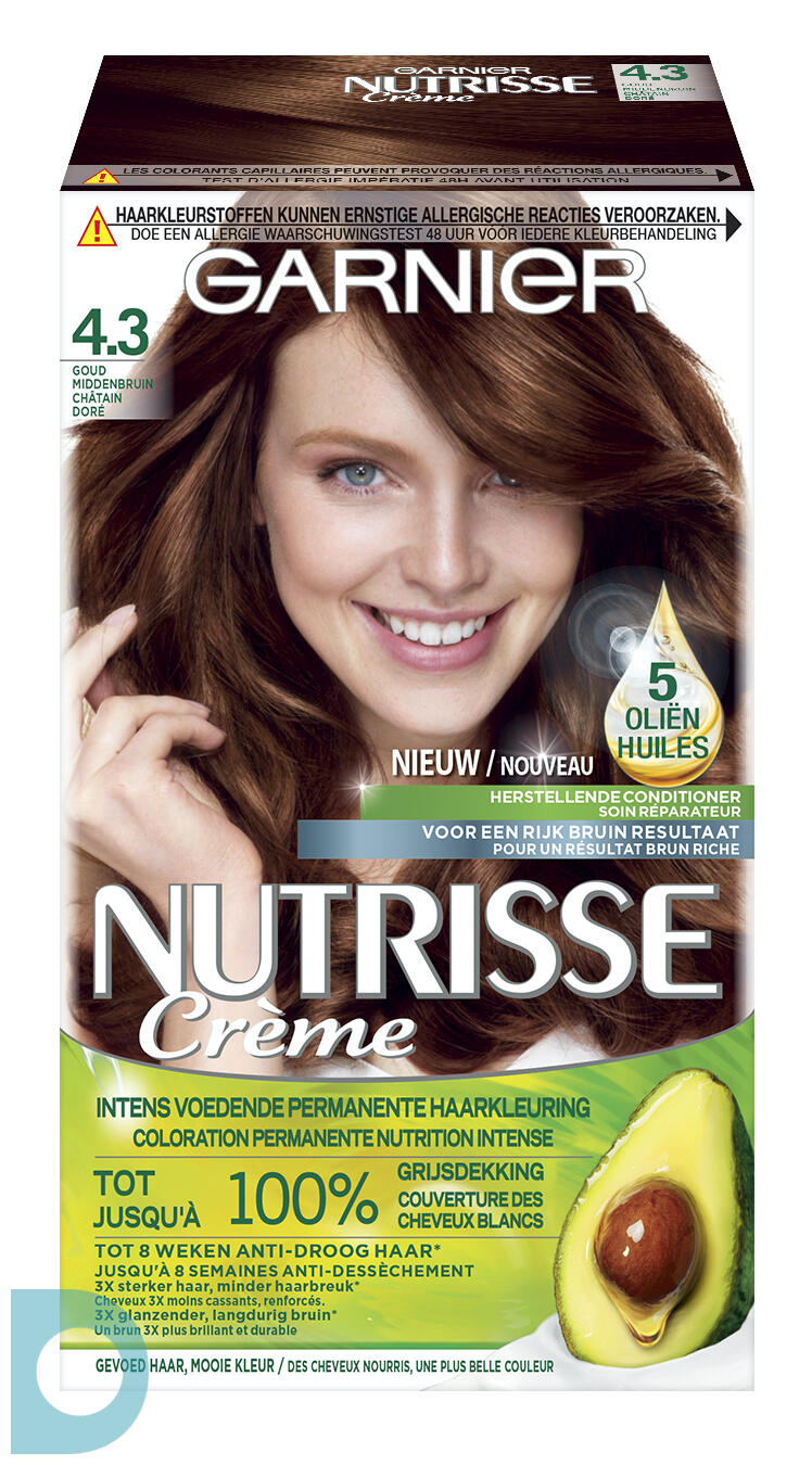 Garnier Nutrisse Crème Permanente Haarverf 4.3 Middenbruin