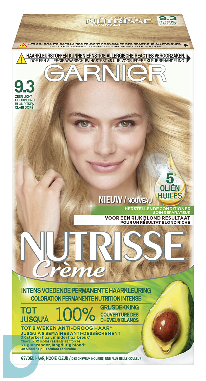 Toegepast natuurkundige Goot Garnier Nutrisse Crème Permanente Haarverf 9.3 Zeer Licht Goudblond