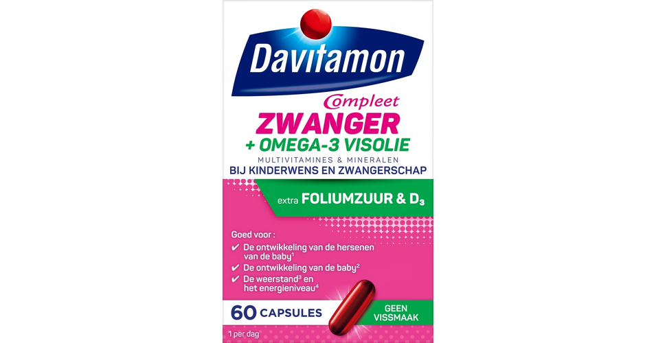 Davitamon Compleet Zwanger + Omega3 Visolie Capsules 60CP kopen bij De
