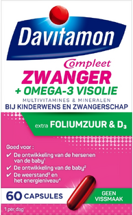 Davitamon Compleet Zwanger + Omega-3 Visolie Capsules 60CP Davitamon Compleet Zwanger + Omega-3 Visolie Capsules 60CP