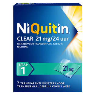 Niquitin Clear Pleisters 21mg Stap 1 7ST Niquitin Clear Pleisters 21mg Stap 1 7ST