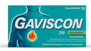 Gaviscon 250 Pepermunt Kauwtabletten 16TB Gaviscon 250 Pepermunt Kauwtabletten 16TB