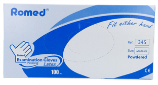 Romed Latex Handschoenen Medium 100ST Romed Latex Handschoenen Medium 100ST