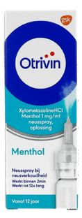 Otrivin Menthol Xylometazoline HCI 1 mg/ml Neusspray bij een verstopte neus 10ML