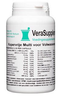 VeraSupplements Kopervrije Multi Volwassenen Capsules 100CP VeraSupplements Kopervrije Multi Volwassenen Capsules 100CP