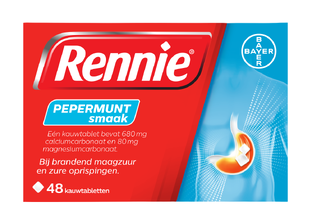 Rennie Pepermunt kauwtabletten bij brandend maagzuur 48TB