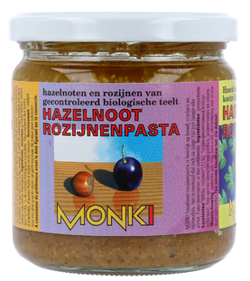 Monki Hazelnoot Rozijnenpasta 330GR Monki Hazelnoot Rozijnenpasta 330GR
