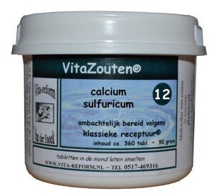 Vita Reform Van der Snoek VitaZouten Celzout Nr.12 Calcium Sulfuricum 360TB  Vita Reform Van der Snoek VitaZouten Celzout Nr.12 Calcium Sulfuricum 360TB
