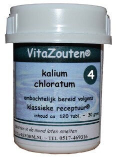 Vita Reform Van der Snoek Vitazouten Nr. 4 Kalium Chloratum Muriaticum 120TB Vita Reform Van der Snoek Vitazouten Nr. 4 Kalium Chloratum Muriaticum 120TB