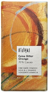 Vivani Chocoladereep Puur met Sinaasappel 100GR Vivani Chocoladereep Puur met Sinaasappel 100GR