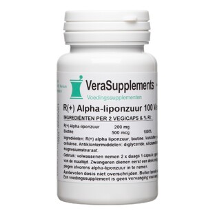 VeraSupplements R+ Alfa-Liponzuur Capsules 100VCP VeraSupplements R+ Alfa-Liponzuur Capsules 100VCP