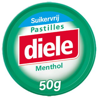 Diele Pastilles Groen Menthol Suikervrij 50GR Diele Pastilles Groen Menthol Suikervrij 50GR