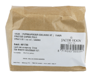 Jacob Hooy Paprika Poeder Edelsuss 250GR Jacob Hooy Paprika Poeder Edelsuss 250GR