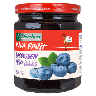 Damhert Puur Fruit Confituur Bosbessen 315GR Damhert Puur Fruit Confituur Bosbessen 315GR