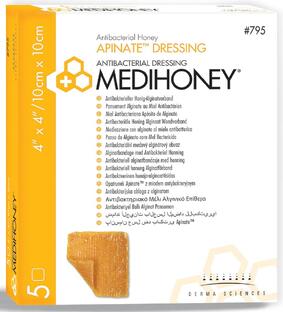 Medihoney Apinate Honing-Alginaatverband 10x10cm 5ST