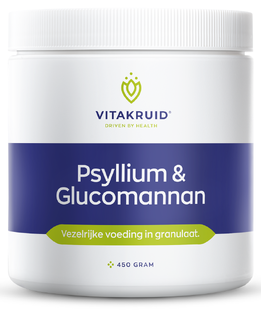 Vitakruid Psyllium 5000 mg & Glucomannan 1000 mg vezels 450GR Vitakruid Psyllium 5000 mg & Glucomannan 1000 mg vezels 450GR