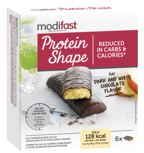 Modifast Protein Shape Snackreep Pure & Witte Chocolade 6ST Modifast Protein Shape Snackreep Pure & Witte Chocolade 6ST