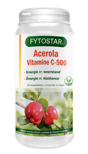 Fytostar Acerola Vitamine C-500 Kauwtabletten 60KTB Fytostar Acerola Vitamine C-500 Kauwtabletten 60KTB