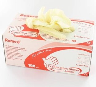 Romed Latex Handschoenen Poedervrij 100ST Romed Latex Handschoenen Poedervrij 100ST