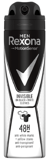De Online Drogist Rexona Men Invisible On Black + White Clothes Aerosol Anti-transpirant 150ML aanbieding
