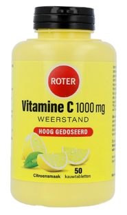 Roter Vitamine C 1000 mg Hoog Gedoseerd Citroensmaak Kauwtabletten 50TB Roter Vitamine C 1000 mg Hoog Gedoseerd Citroensmaak Kauwtabletten 50TB
