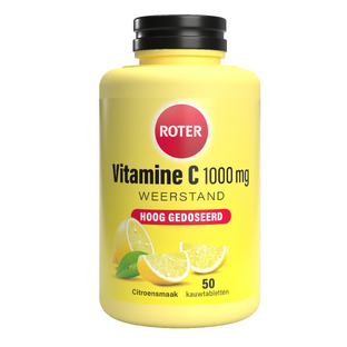 Roter Vitamine C 1000 mg Hoog Gedoseerd Citroensmaak Kauwtabletten 50TB Roter Vitamine C 1000 mg Hoog Gedoseerd Citroensmaak Kauwtabletten 50TB