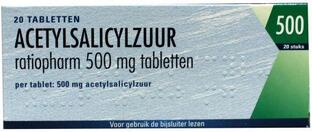 Ratiopharm Acetylsalicylzuur 500mg Tabletten 20TB