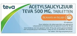 Teva Acetylsalicylzuur 500mg Tabletten 20TB Teva Acetylsalicylzuur 500mg Tabletten 20TB
