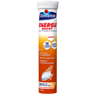 Davitamon Energie Boost Ginseng Bruistabletten 20TB Davitamon Energie Boost Ginseng Bruistabletten 20TB